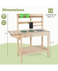 Hongge Wooden Mud Kitchen with Chalkboard, Ages 3+