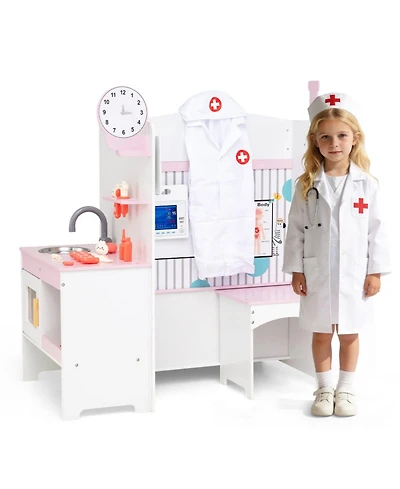 Hongge Kids Doctor Adjustable Height Bar Hand Washing Station 27-Piece Play Set, Ages 3+