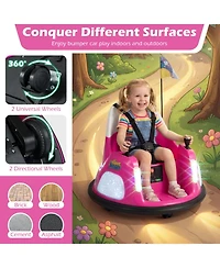 Hongge 12V Kids Ride On Bumper Car with Dual Joystick Control and Remote Control, Ages 18 Months+
