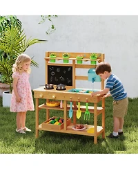 Hongge Wooden Outdoor Mud Play Kitchen, Ages 3+