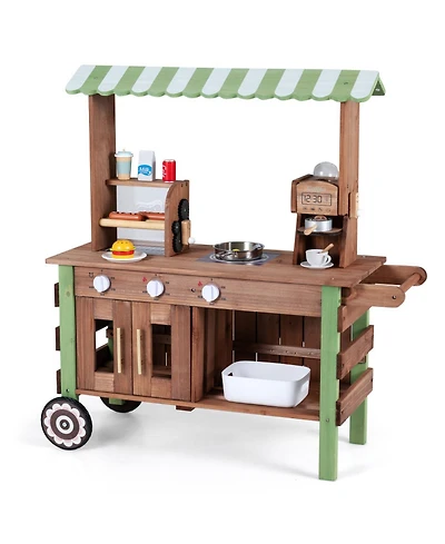 Hongge Grocery Roller Grill and Menu Board Food Cart Playset, Ages 3+