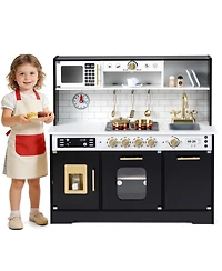 Hongge Lights and Sounds Wooden Play Kitchen with Ice Maker, Ages 3+