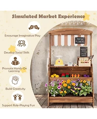 Hongge 2-in-1 Wooden Mud Kitchen and Market Stand, 25-Piece, Ages 3+