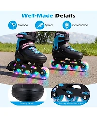 Hongge Kids Adjustable Inline Skates with Aluminum Frame and Light-Up Wheels Ages 5-7