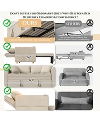 Aecojoy 63" Sleeper Chair Bed 3-in-1 Pull Out Loveseat Sofa with Adjustable Backrest