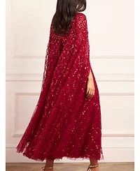 Needle & Thread Women's Heart Lattice Cape Sequin-Embellished Floor-Length Gown