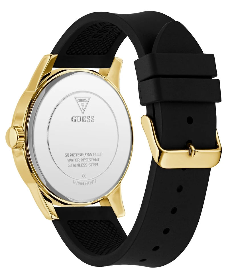Guess Men's Quartz Black Silicone Watch 44mm