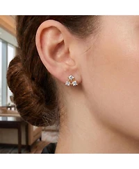Rachel Glauber Brilliant Square Cz Triangle Earrings in 14K Gold Plated