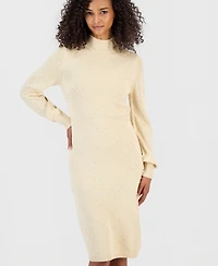 Anne Klein Women's Embellished Mock-Neck Long-Sleeve Midi Sweater Dress