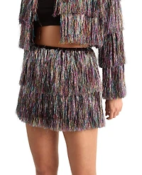 Nasty Gal Women's High-Waisted Metallic Tinsel Tiered Shorts, 15.75" Inseam