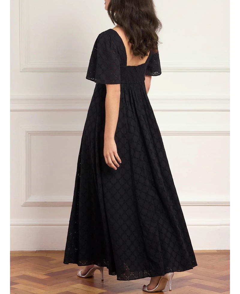 Needle & Thread Women's Marisol Square-Neck Short-Sleeve Cotton Broderie Gown