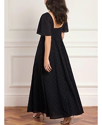 Needle & Thread Women's Marisol Square-Neck Short-Sleeve Cotton Broderie Gown