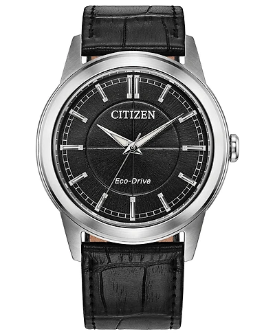 Citizen Men's Rolan Black Leather Strap Watch 41mm