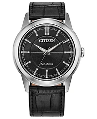 Citizen Men's Rolan Black Leather Strap Watch 41mm