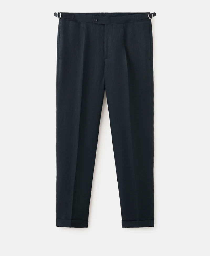 Mango Men's Adjustable Bands Linen Suit Pants
