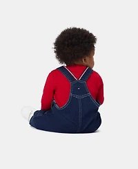 Tommy Hilfiger Baby Boys' Denim Overalls and Long-Sleeve Bodysuit, 2-Piece Set