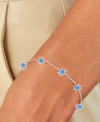 Macy's Rhodium Over Sterling Silver Blue Spinel Sun Station Bracelet