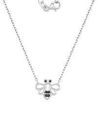 Macy's Black Rhodium Over Sterling Silver Black Spinel Bee Necklace