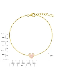 Macy's 14k Gold Over Sterling Silver Pave Pink Cubic Zirconia Heart Bracelet