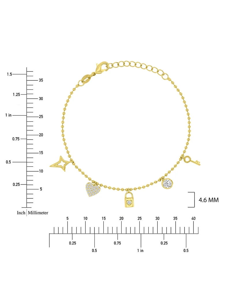 Macy's 14k Gold Over Sterling Silver Cubic Zirconia Key And Lock Bracelet