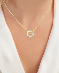 Macy's 14k Gold Over Sterling Silver Cubic Zirconia Intertwined Circles Necklace