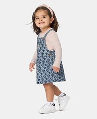 Calvin Klein Baby Girls' Long-Sleeve Bodysuit, Jumper and Headband, 2-Piece Set