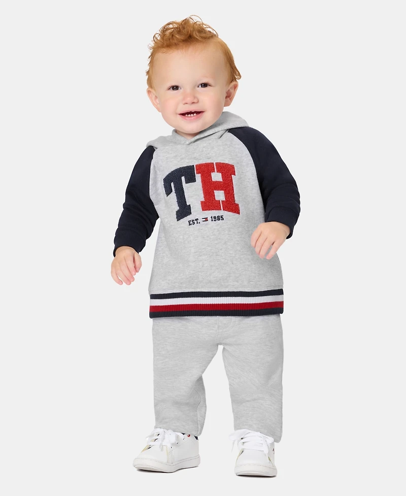 Tommy Hilfiger Baby Boys' Color-blocked Logo Hoodie and Jogger Pants, 2-Piece Set