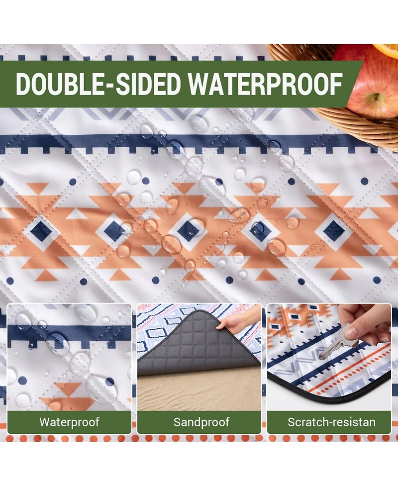 Piscifun Large Waterproof Sandproof 5 Layer Picnic Blanket Portable Foldable Outdoor Mat With Carry Strap