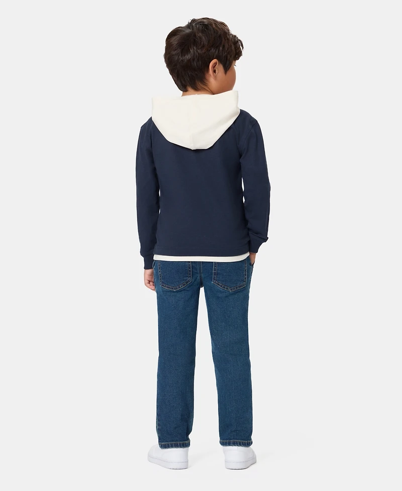 Kids Headquarters Toddler Boys' 2T-5T Football Graphic Hoodie T-Shirt and Denim Pants, 2-Piece Set