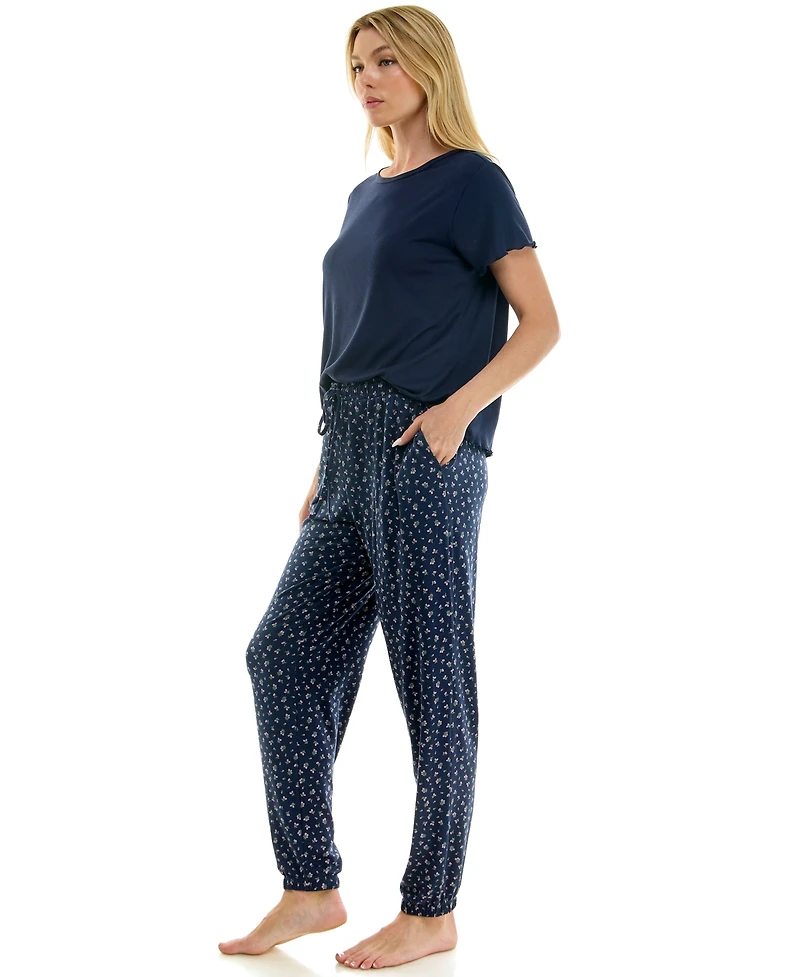 Roudelain Women's Drawstring Mid-Rise Sleep Jogger Pants