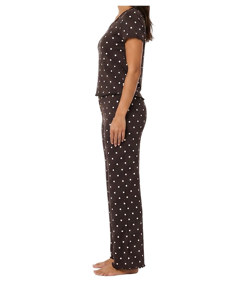 Sincerely Jules Women's Ribbed Scoop Neck & Pants, 2-Piece Pajama Set