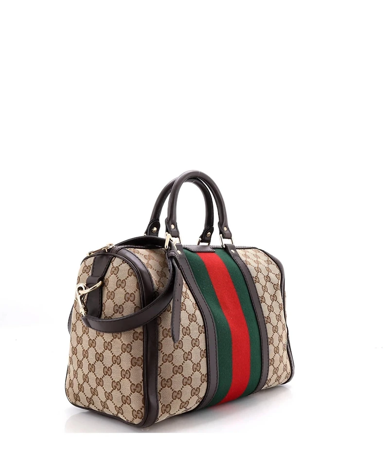 Pre-Owned Gucci Medium Vintage Web Boston Bag Gg Canvas