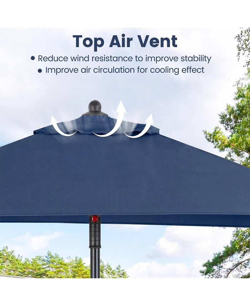 Gouun 5 Ft Patio Square Market Table Umbrella with 4 Sturdy Ribs