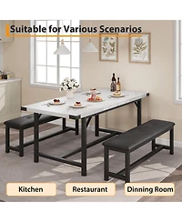 homfan 3-Piece Dining Set for 4-6 – Extendable Table with 2 Benches, Space-Saving for Kitchen and Breakfast Nook