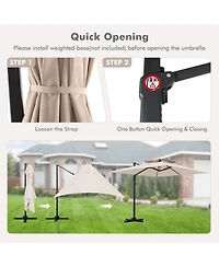Gouun Cantilever Patio Umbrella with 360-Degree Foot Pedal Rotation and Double Top