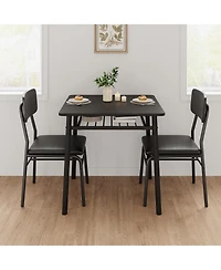 homfan Dining Table Set for 2 - 3-Piece Small Kitchen with Storage Rack, Space-Saving Square Apartment