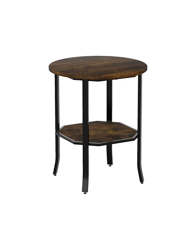 Sugift Round Side Table Small End Table with Storage Shelf 2-Tier for Small Space