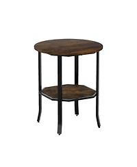Sugift Round Side Table Small End Table with Storage Shelf 2-Tier for Small Space