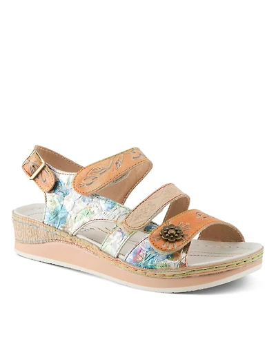 L'Artiste Women's Wedge Sandal with Ankle Strap
