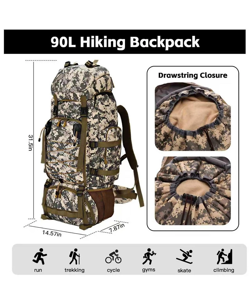 Piscifun Waterproof Lightweight Molle Tactical Backpack Large Capacity Outdoor Hiking Camping Rucksack