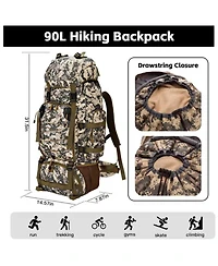 Piscifun Waterproof Lightweight Molle Tactical Backpack Large Capacity Outdoor Hiking Camping Rucksack