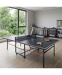 Baofuwish 9feet Regulation Table Tennis Foldable with Wheels Playback Mode Indoor Ping Pong for Home Gym