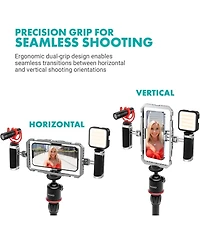 Movo iFilmer-pro Dual Grip Smartphone Rig with VXR10 Shotgun Microphone for iPhone and Android