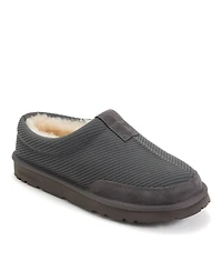 Dearfoams Men's Fireside by Grafton Sport Knit Water Repellent Twill Clog Slippers