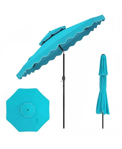 Gouun 9 Feet Outdoor Patio Umbrella with Push Button Tilt and Crank Lift