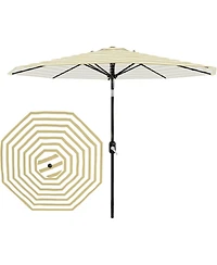 homfan 9 ft Patio Umbrella, Outdoor Market Umbrella with Push Button Tilt and Crank, 8-Rib Iron Frame
