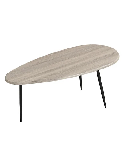 Sugift Oval Mid Century Center Table with Sturdy Metal Construction