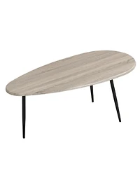 Sugift Oval Mid Century Center Table with Sturdy Metal Construction