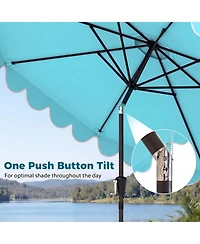 Gouun 10 Ft Outdoor Patio Umbrella with Weighted Base and Sandbag Set