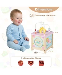 Sugift Wooden Montessori Activity Cube Sensory Toy for Toddlers 18+ Months